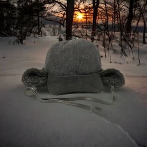 Woolrich Wool Blend Large Gray Hunting Trapper Winter Outdoor Ear Flaps Hat